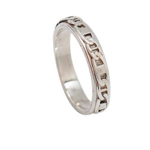 Silver curb link ring